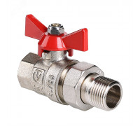 Кран шаровой никель В-Н 1/2" с американкой, бабочка VALTEC